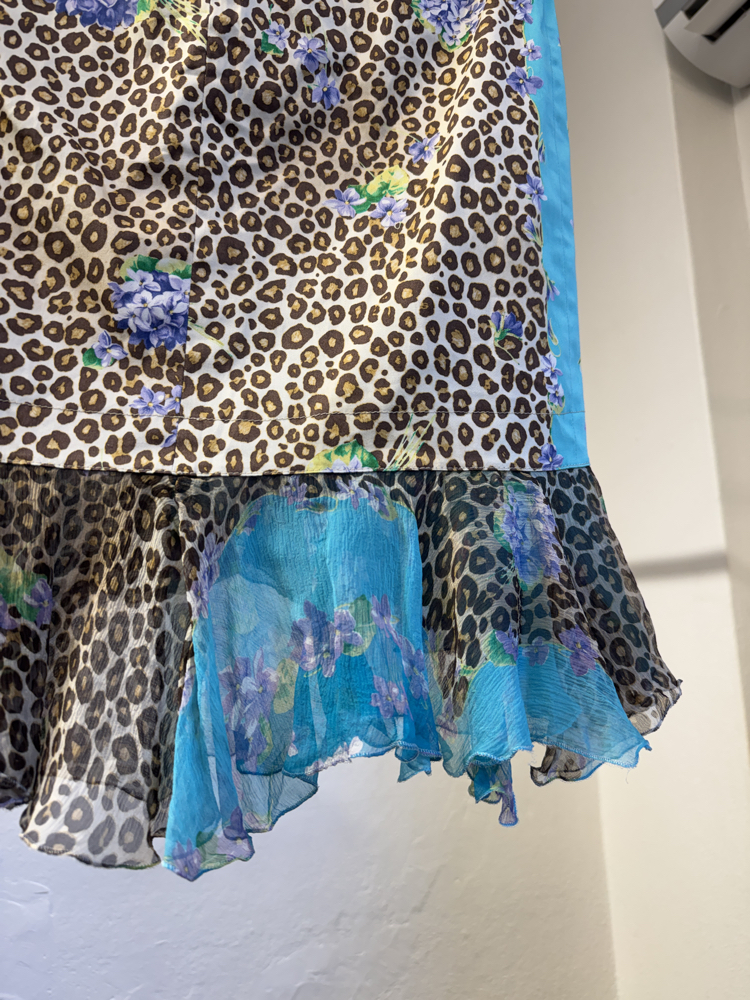 Blumarine S/S 2005 Archive Leopard Floral Silk Skirt