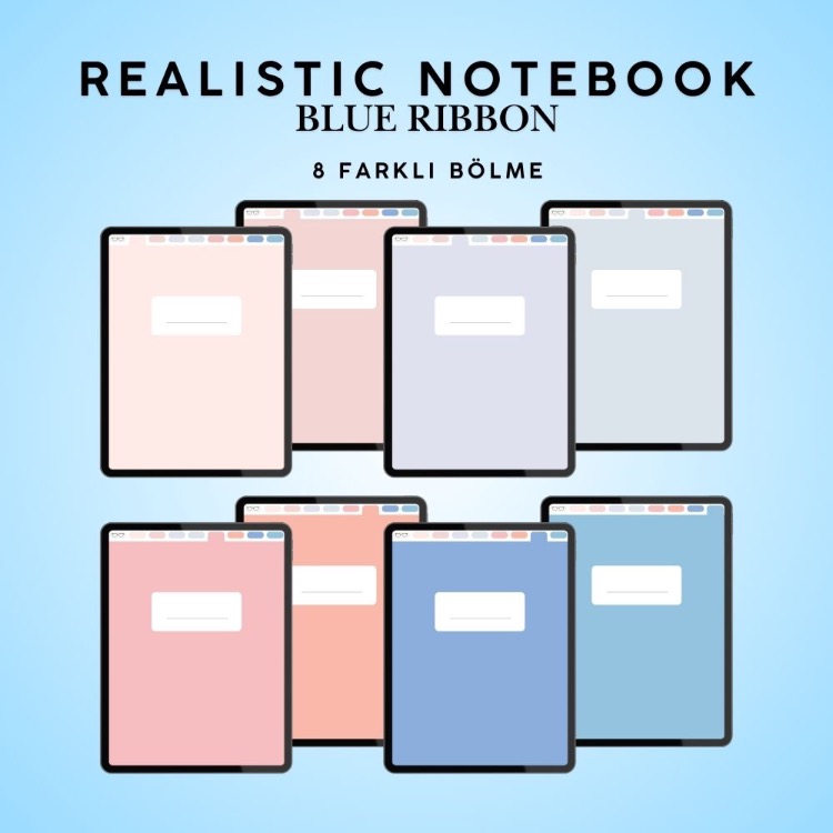 Realistic Blue Ribbon Notebook