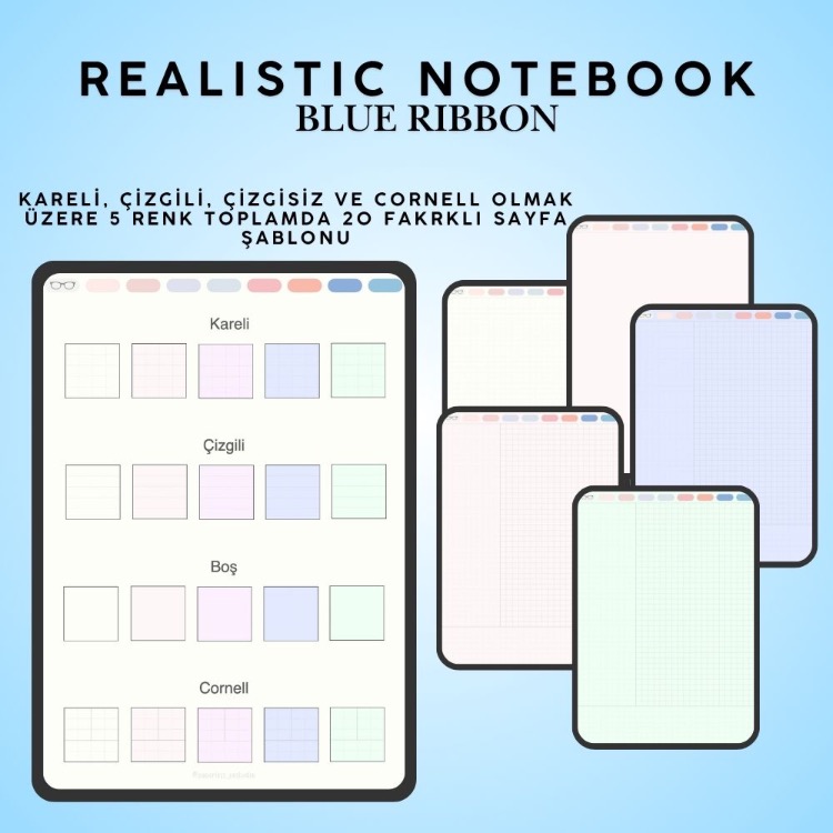 Realistic Blue Ribbon Notebook