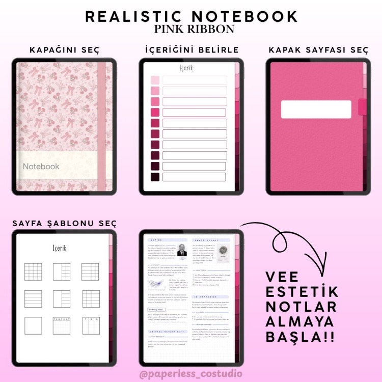 Realistic Pink Ribbon Notebook