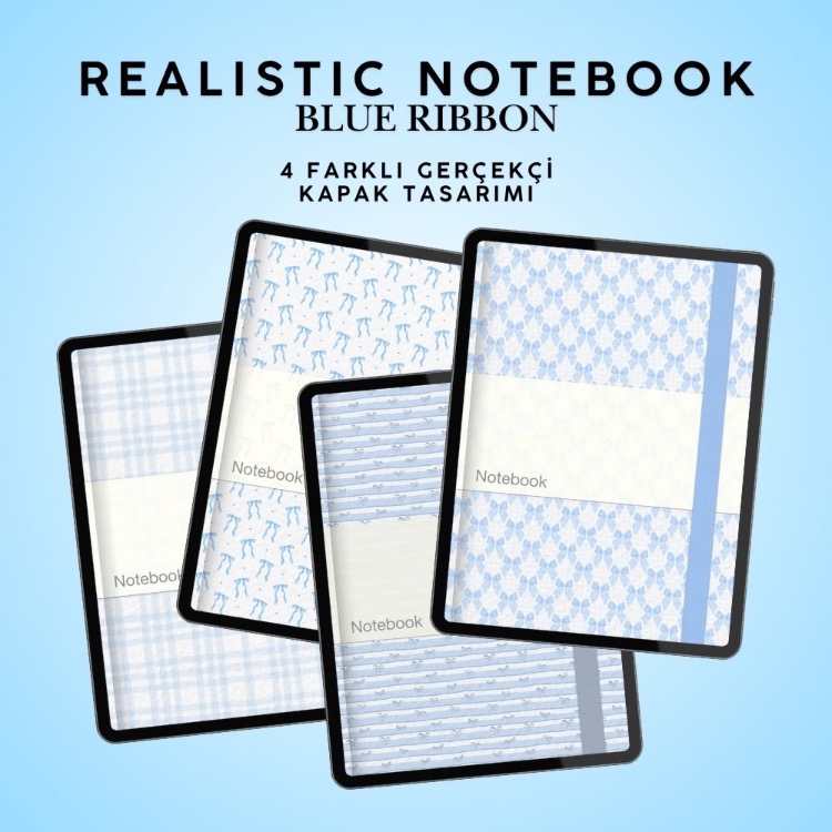 Realistic Blue Ribbon Notebook