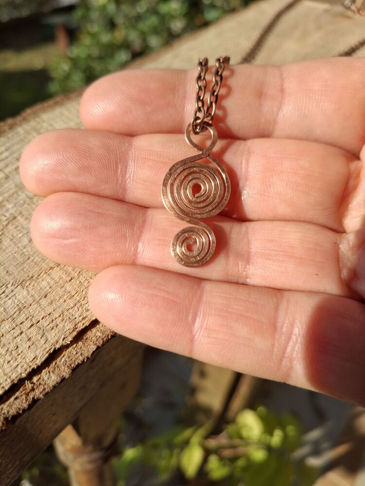 PH074 Bakır İkiz Spiral Kolye