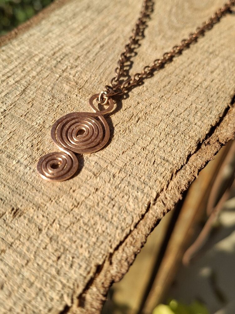 PH074 Bakır İkiz Spiral Kolye
