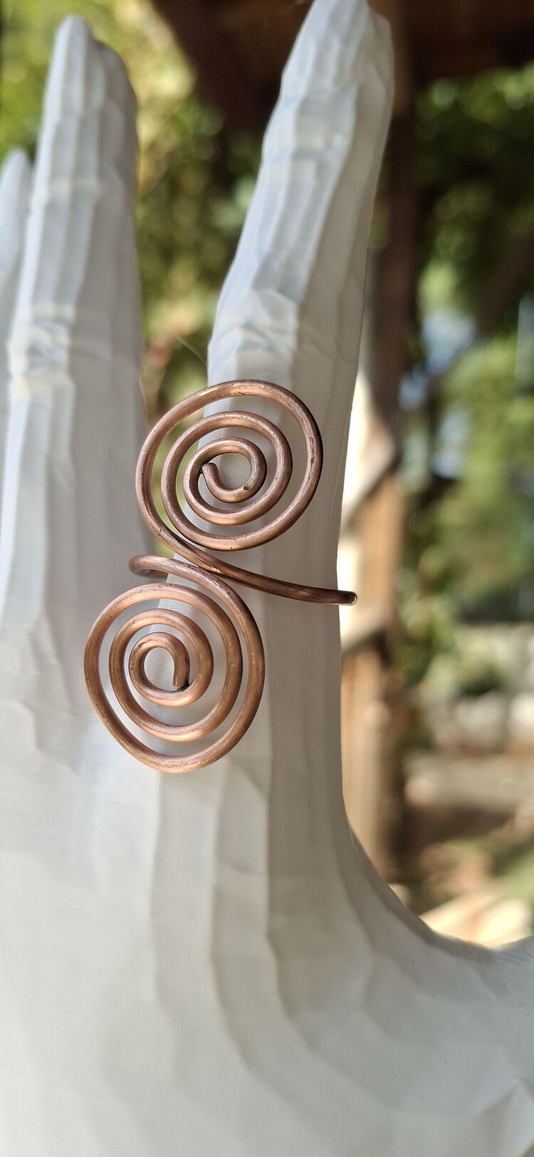 PH042 Bakır Spiral Yüzük Geniş Büyük