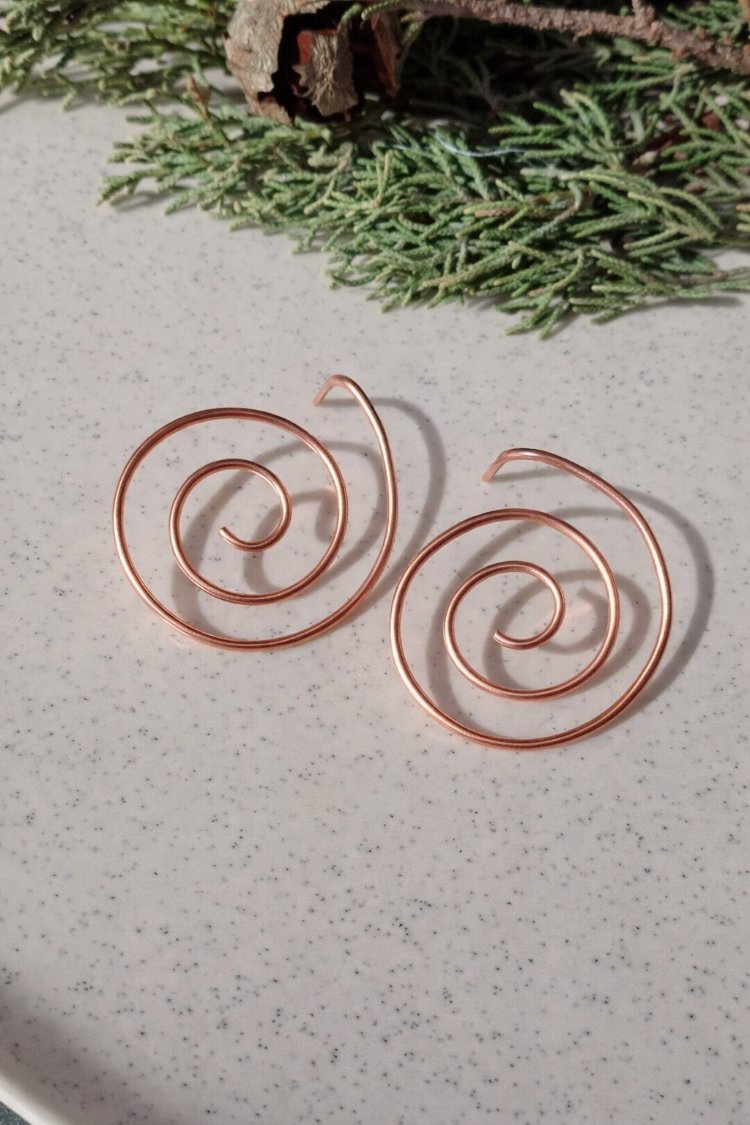 PH115 Büyük Spiral Küpe Dövülmemiş Tel Model