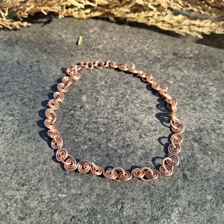 PH103 Bakır Çift Spiral Halhal Kalın
