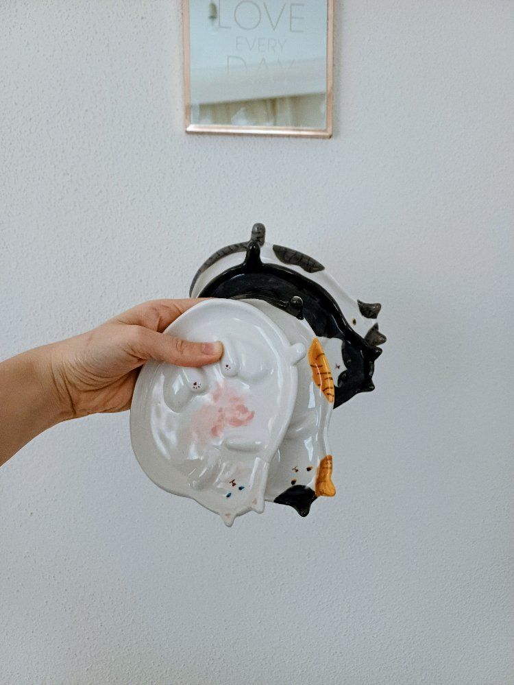 Kedi Şeklinde Seramik Takı Tabağı