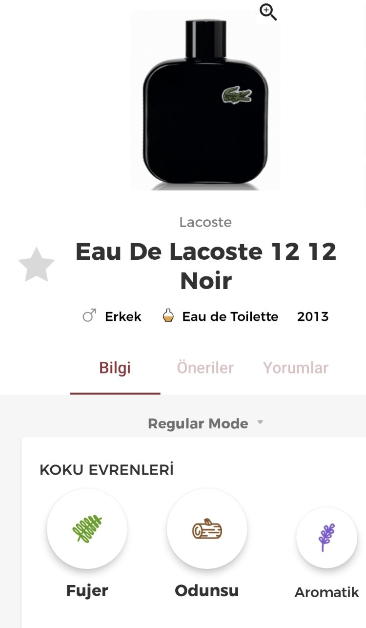 Lacoste L.12.12 Noir Intense Eau De Lacoste 100ml
