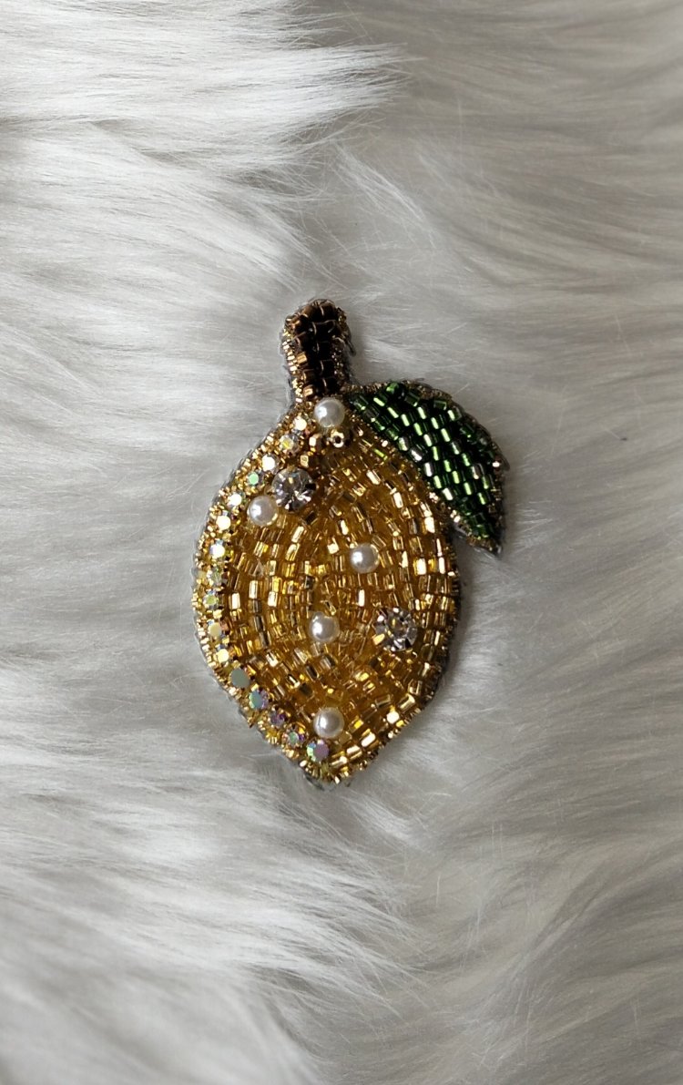 Güneş Limonu Kristal Broş (El İşçiliği)