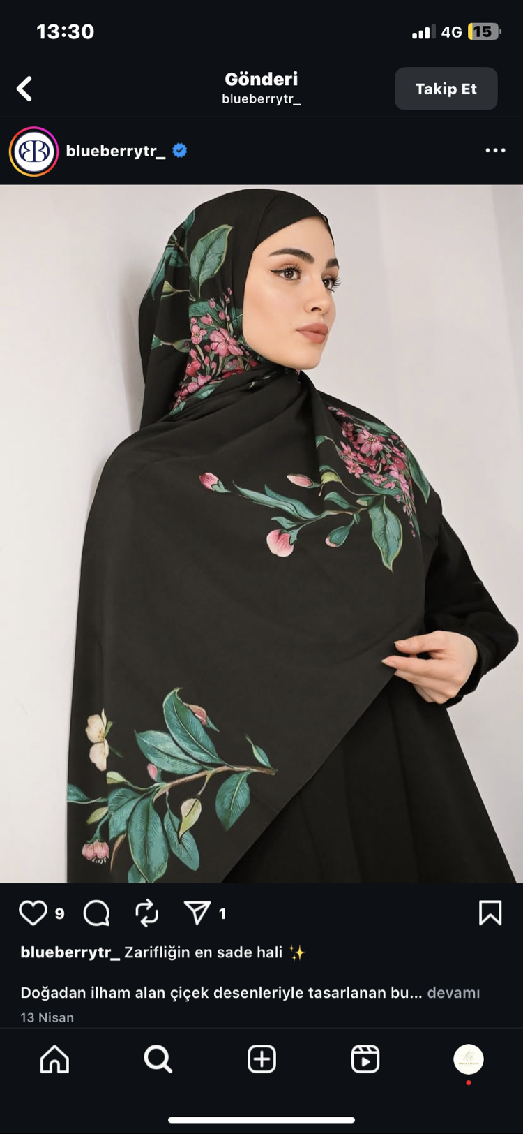 Bursa İpeği Flower Şal
