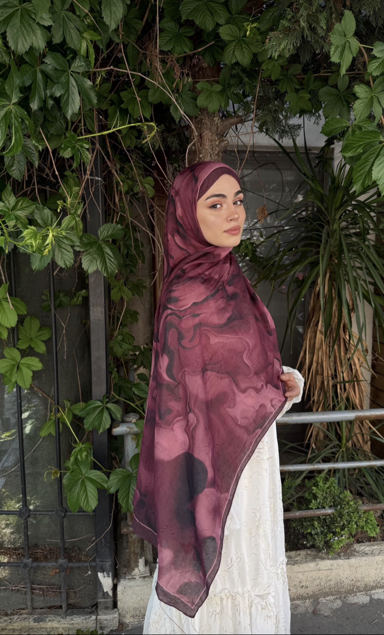 Vega Bambu Kraş Bordo Şal 