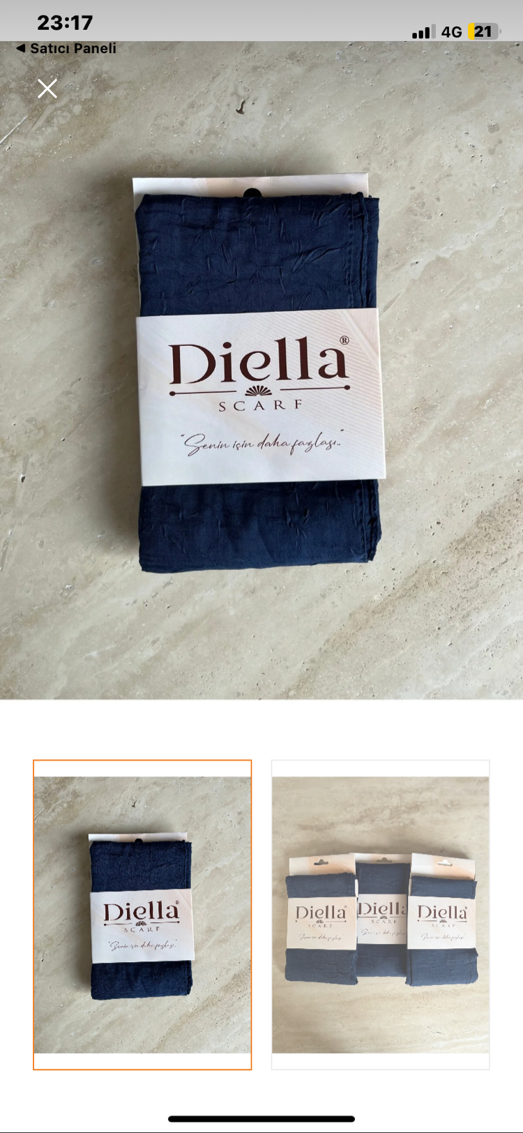 Diella Bambu Kraş Düz Renk Lacivert Şal