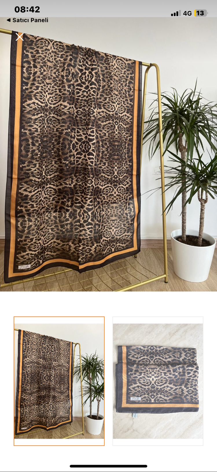 Diella Soft Pamuk Leopar Desenli Şal