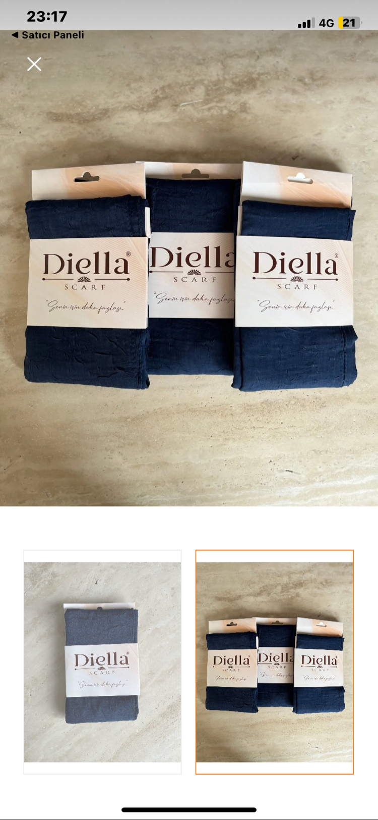 Diella Bambu Kraş Düz Renk Lacivert Şal