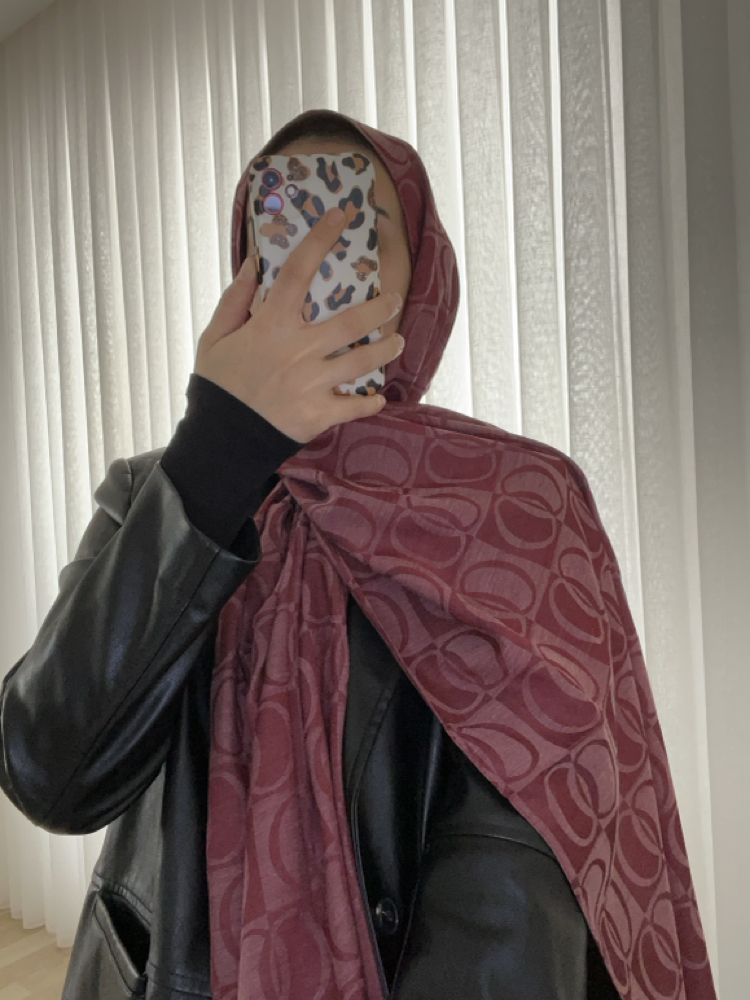 Halka desen şal Bordo
