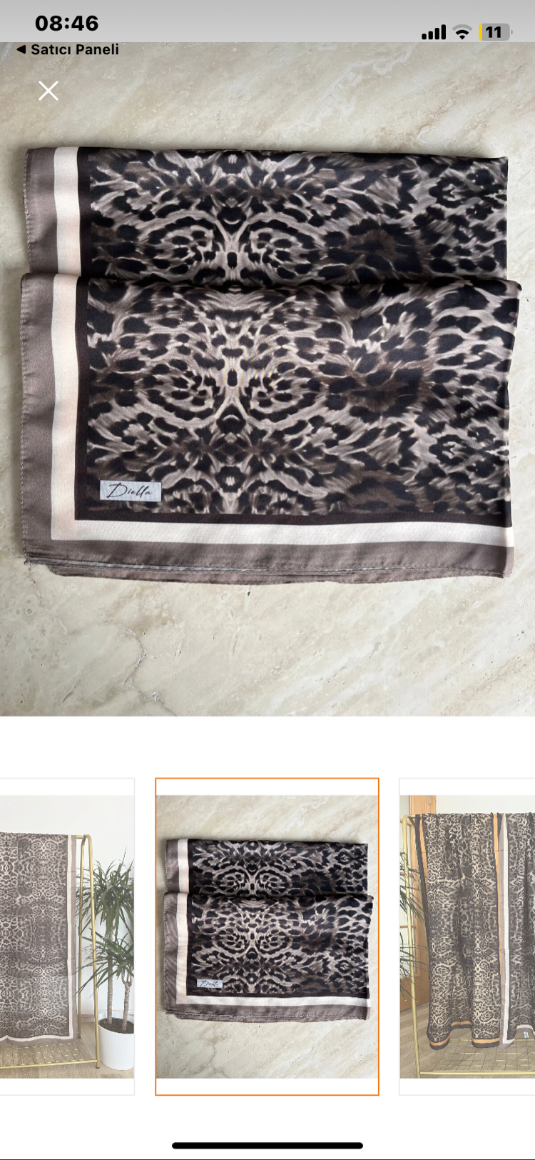 Diella Soft Pamuk Leopar Desenli Şal