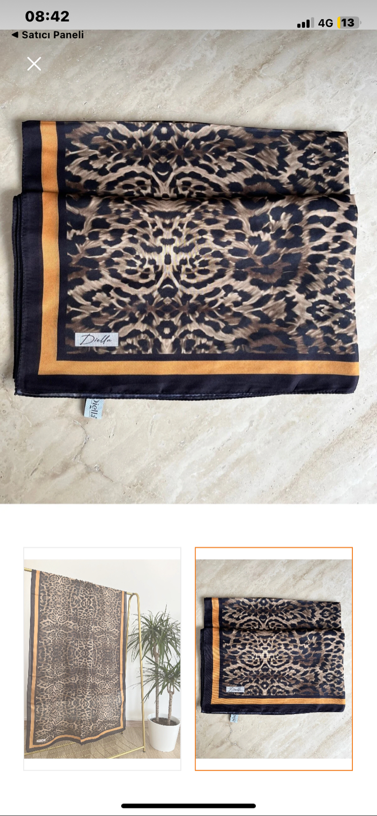 Diella Soft Pamuk Leopar Desenli Şal