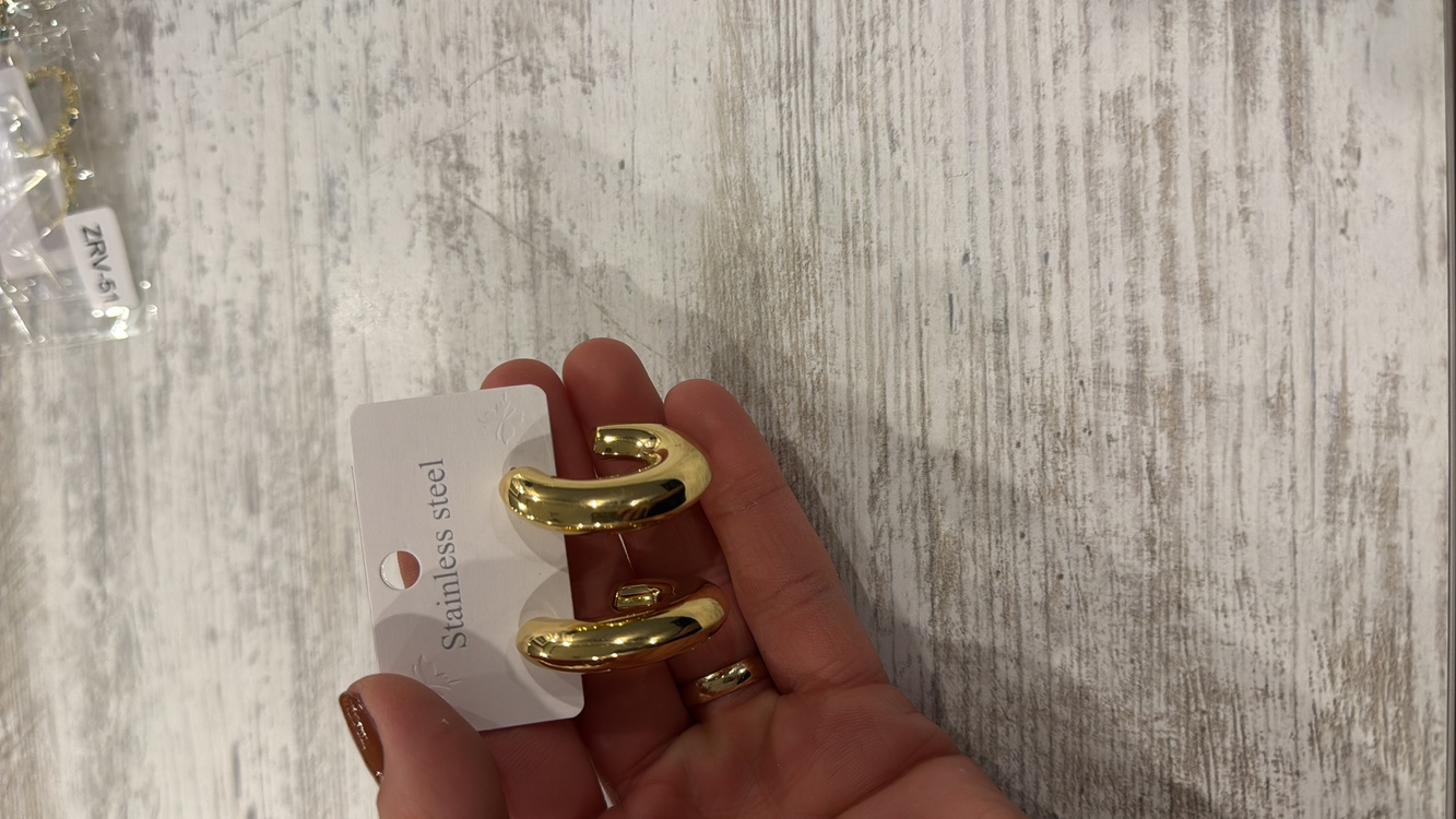 Gold Kalın Formlu Halka Küpe – Paslanmaz Çelik