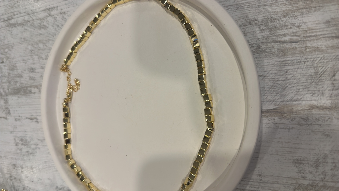 Altın Kaplama Gold Kare Ezme Kolye