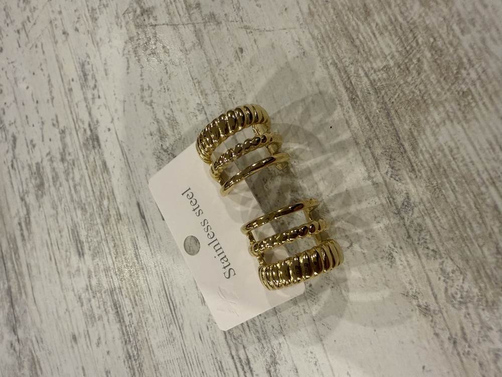 Gold Halka Küpe Seti – Paslanmaz Çelik