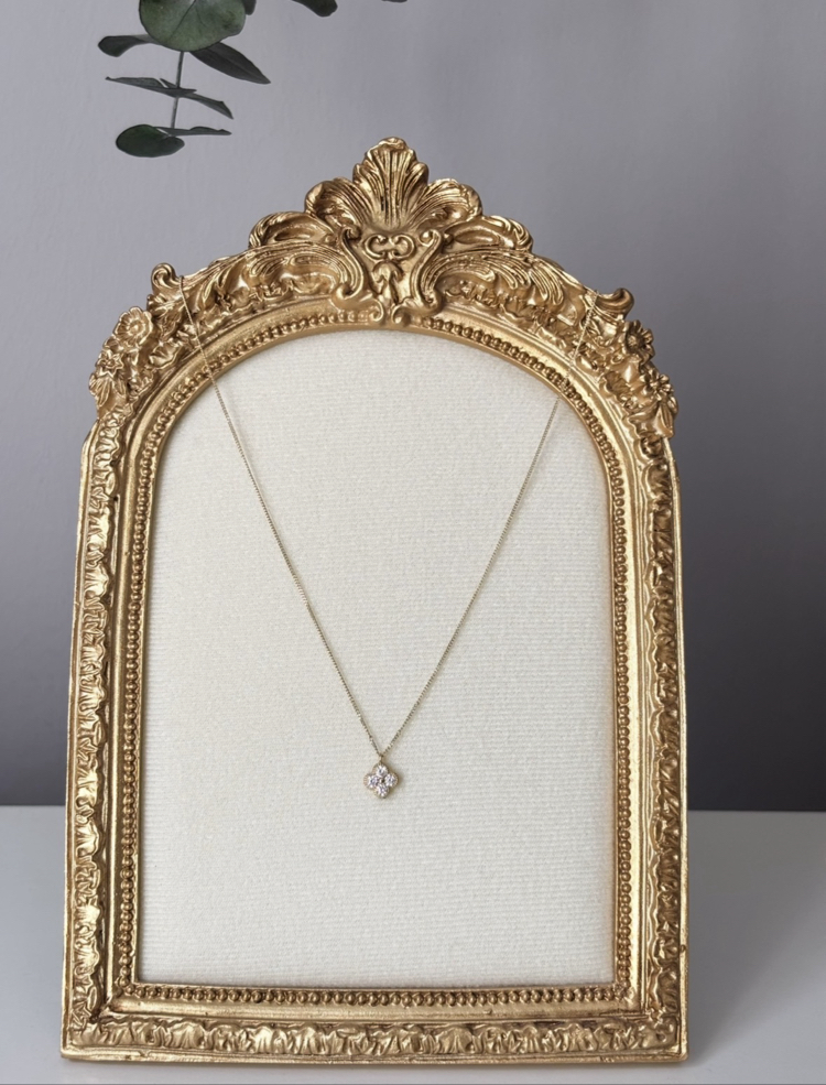 Gold Zirkon Taşlı Yonca Kolye