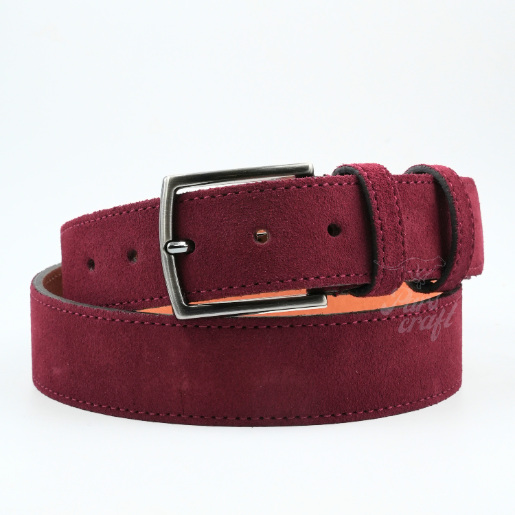 Hakiki Süet Deri Erkek Kemer Bordo 4 Cm