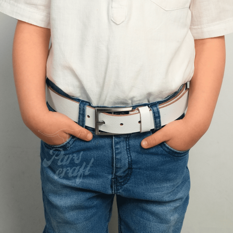 Çocuk Kemeri %100 Hakiki Deri 3 cm Beyaz Yumuşak Kopma Kırılma Olmaz