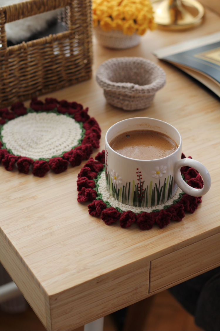 çiçekli bardak altlığı✨