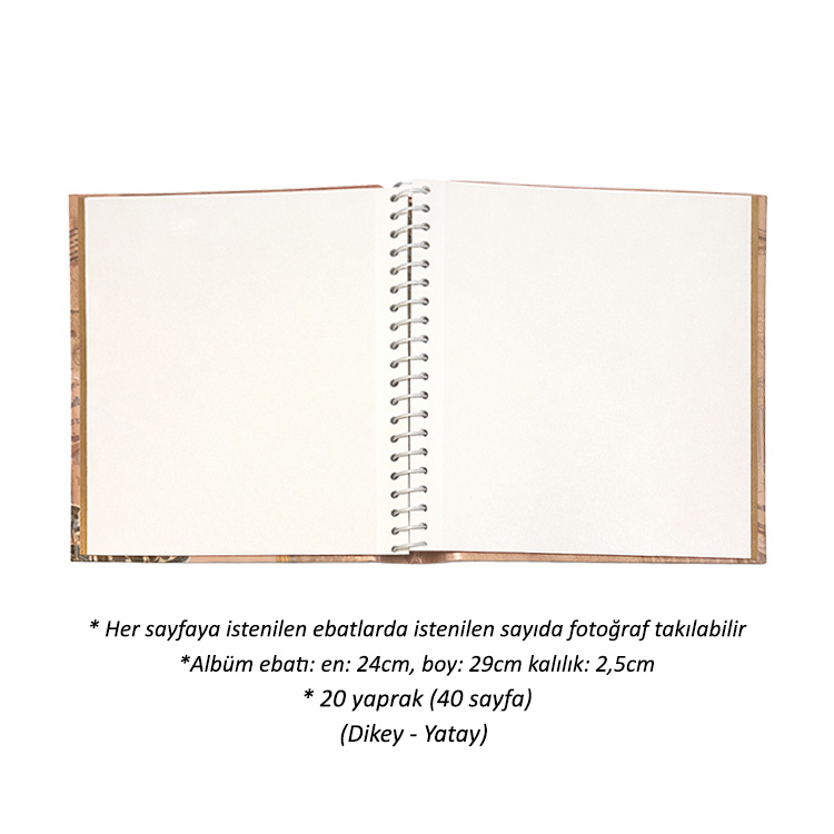 *2187* Yapışkanlı 20 Yaprak Nostaljik Fotoğraf Albüm - 24x29cm | QR EKLE