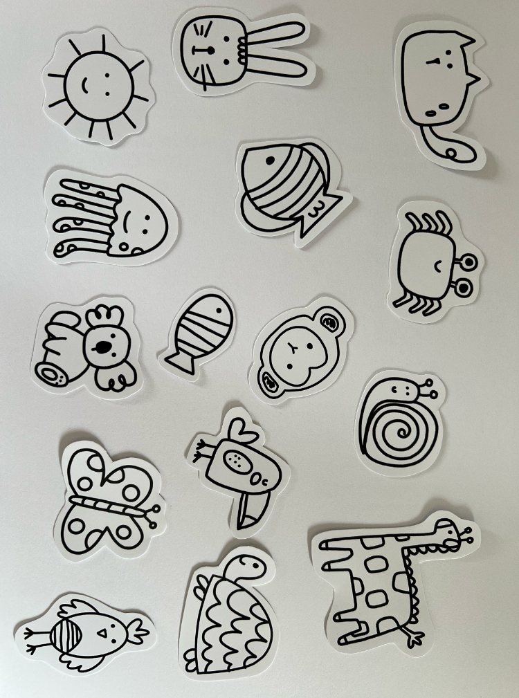 Hayvanlar - 15'li Boyanabilir Sticker Seti