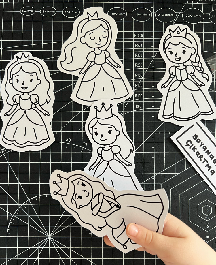 Prensesler - 5'li Boyanabilir Sticker Seti