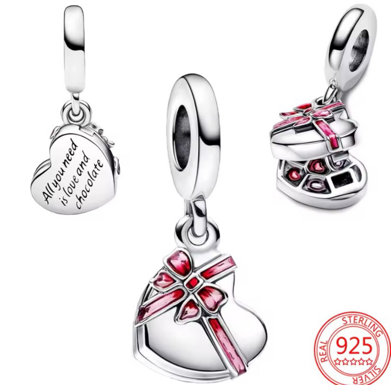 Açılabilir Çikolata Kutusu 925 Ayar Gümüş Charm