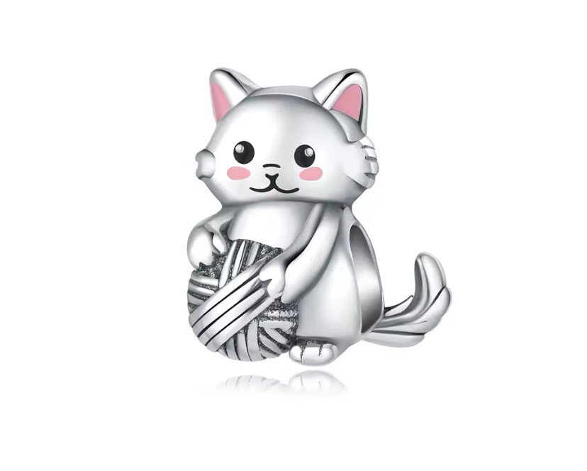 Kedi Yün Yumağı 925 Ayar Charm