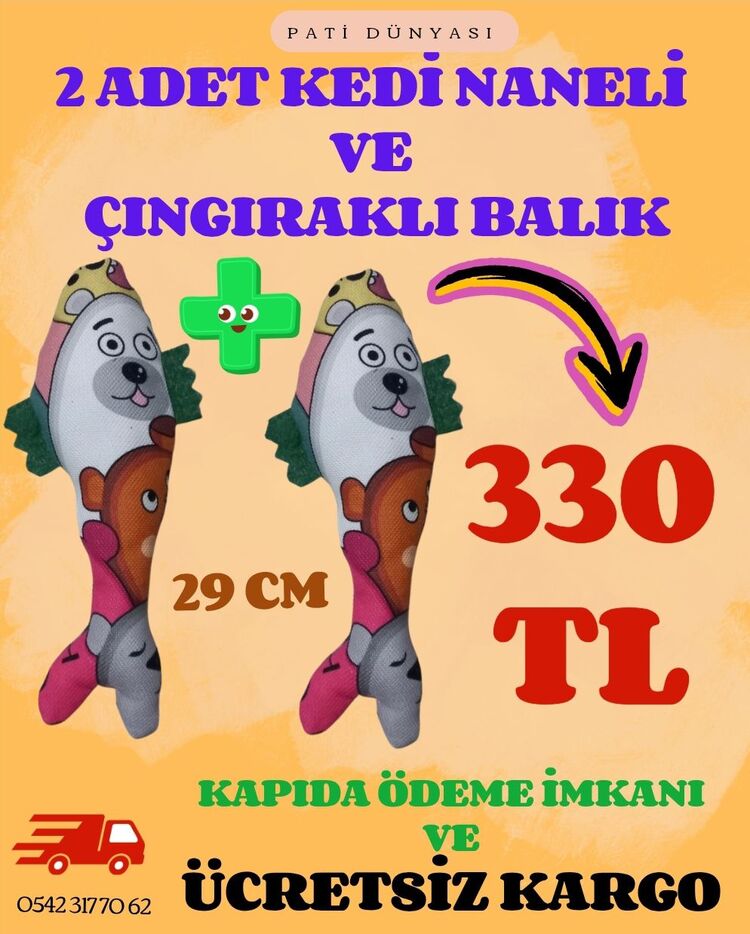 2 ADET KEDİ NANELİ VE ÇINGIRAKLI BALIK
