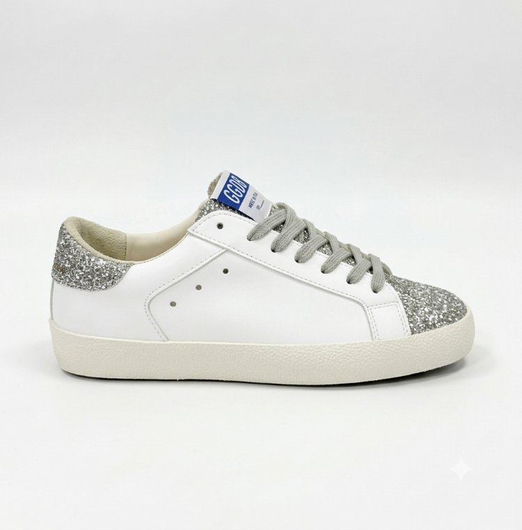 Golden Goose Super-Star Silver Glitter Sneaker

