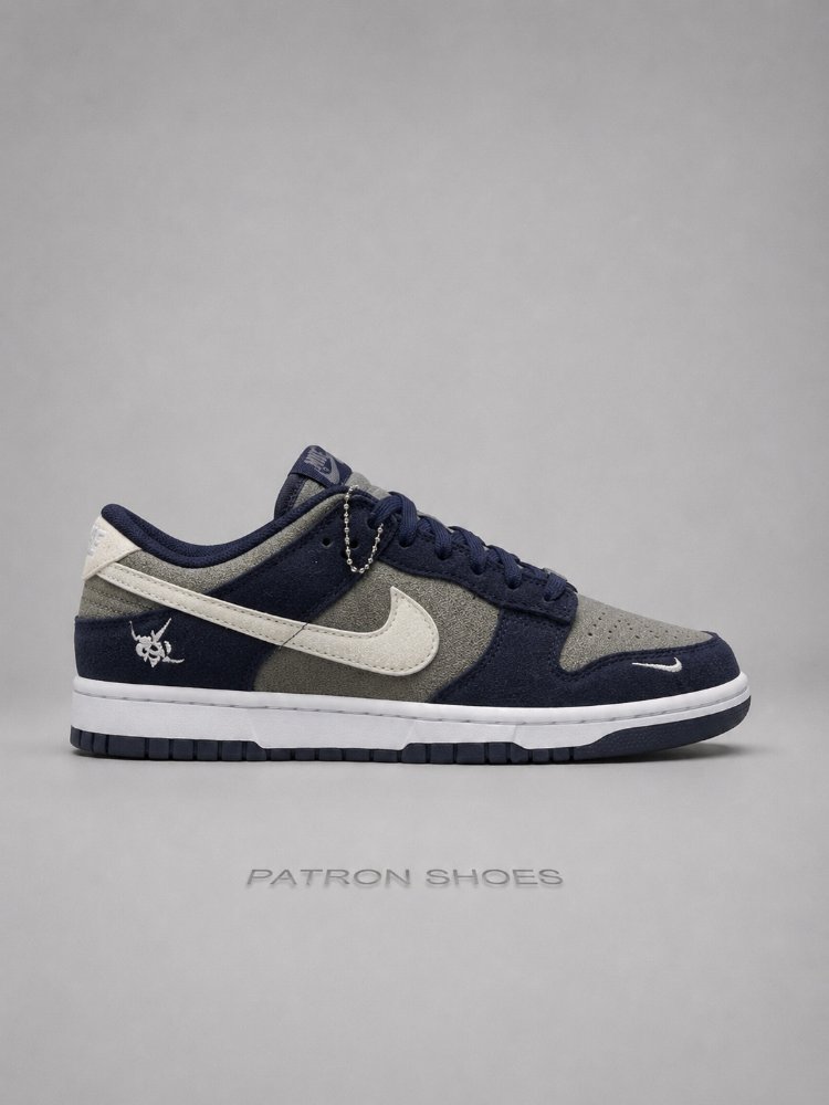 Nike Dunk Low Mini Swoosh Navy Grey Custom