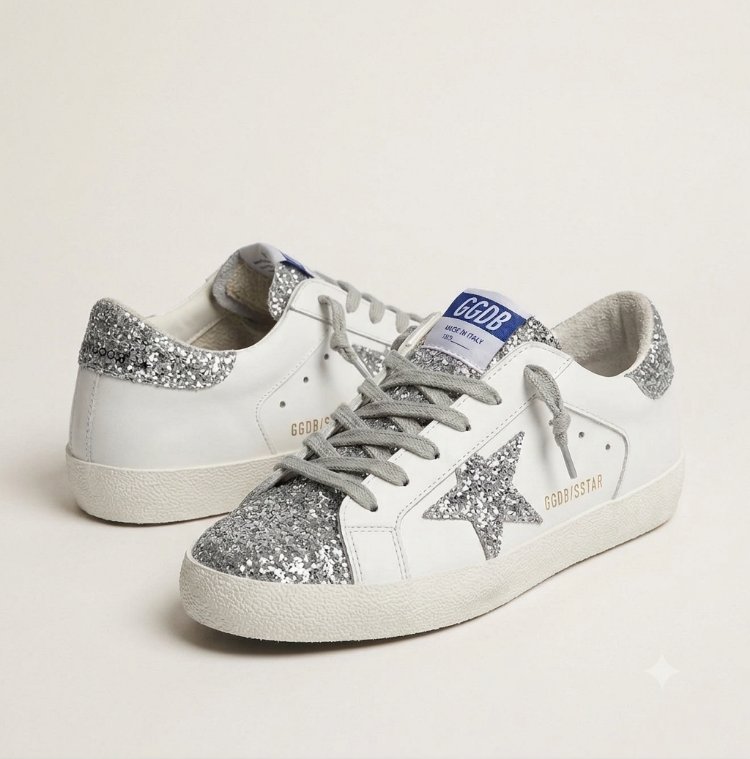 Golden Goose Super-Star Silver Glitter Sneaker

