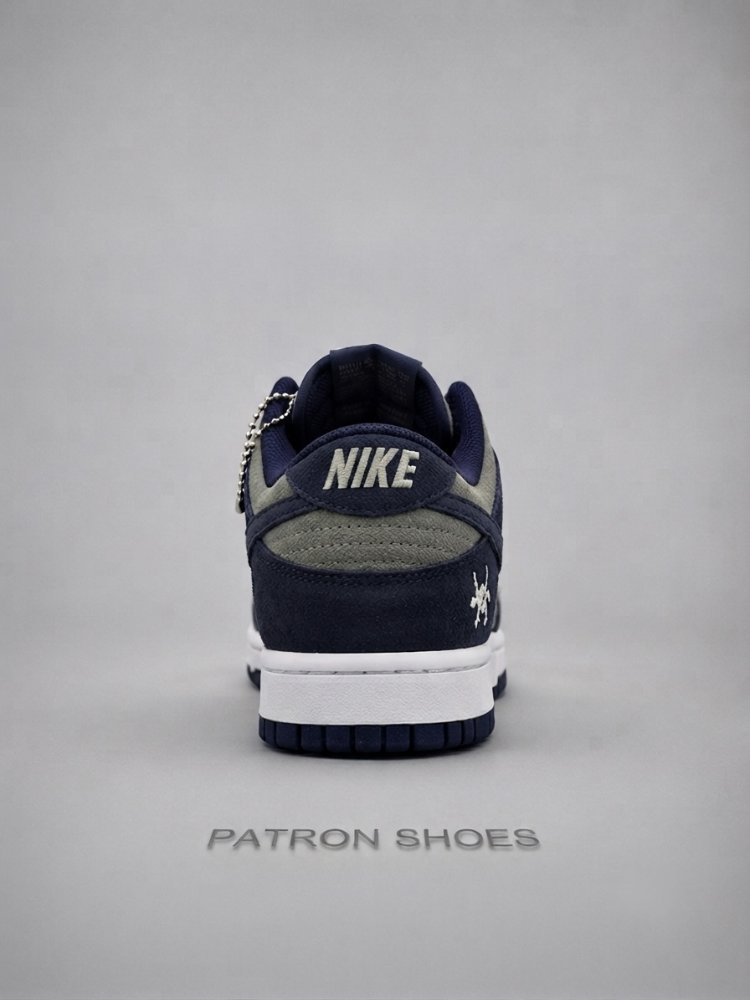 Nike Dunk Low Mini Swoosh Navy Grey Custom