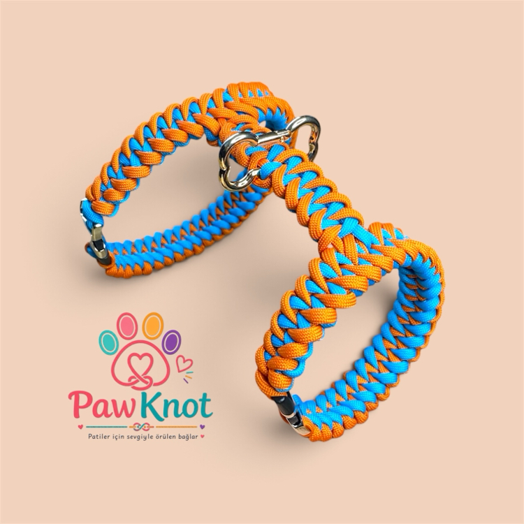 Pawknot Paracord 3’lü Pet Seti – İsme Özel Kolye + Göğüs Tasması + Gezdirme Kayışı