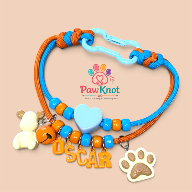 Pawknot Paracord 3’lü Pet Seti – İsme Özel Kolye + Göğüs Tasması + Gezdirme Kayışı