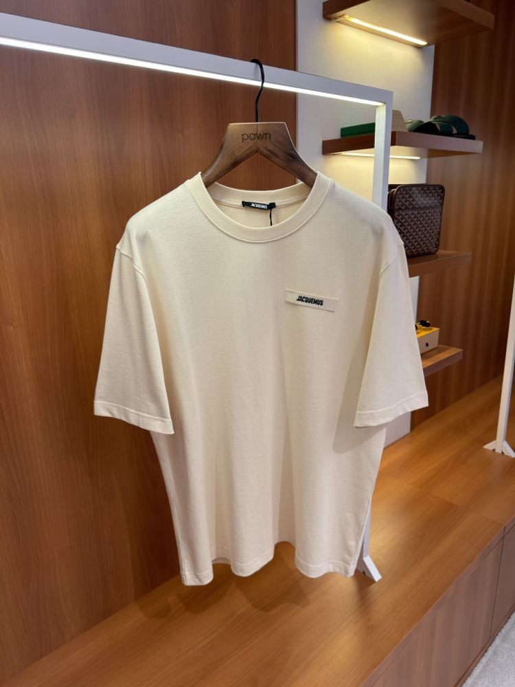 Jacquemus Krem Klasik Logo İşlemeli T-shirt