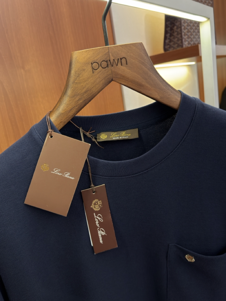 Loro Piana Koyu Lacivert Logo İşlemeli T-shirt