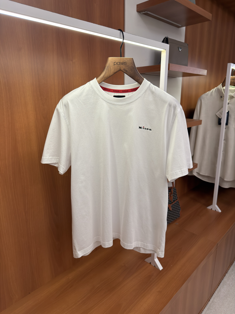 Kiton Merserize Kumaş Logo İşlemeli Beyaz T-shirt