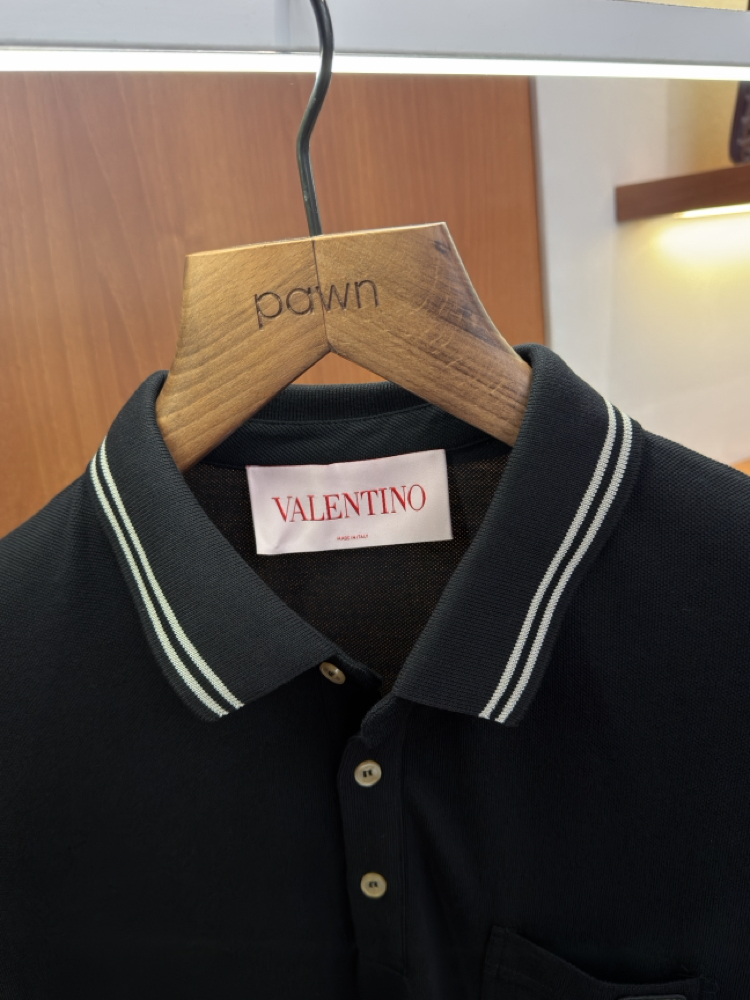 Valentino Siyah Logo İşlemeli Polo Yaka T-shirt