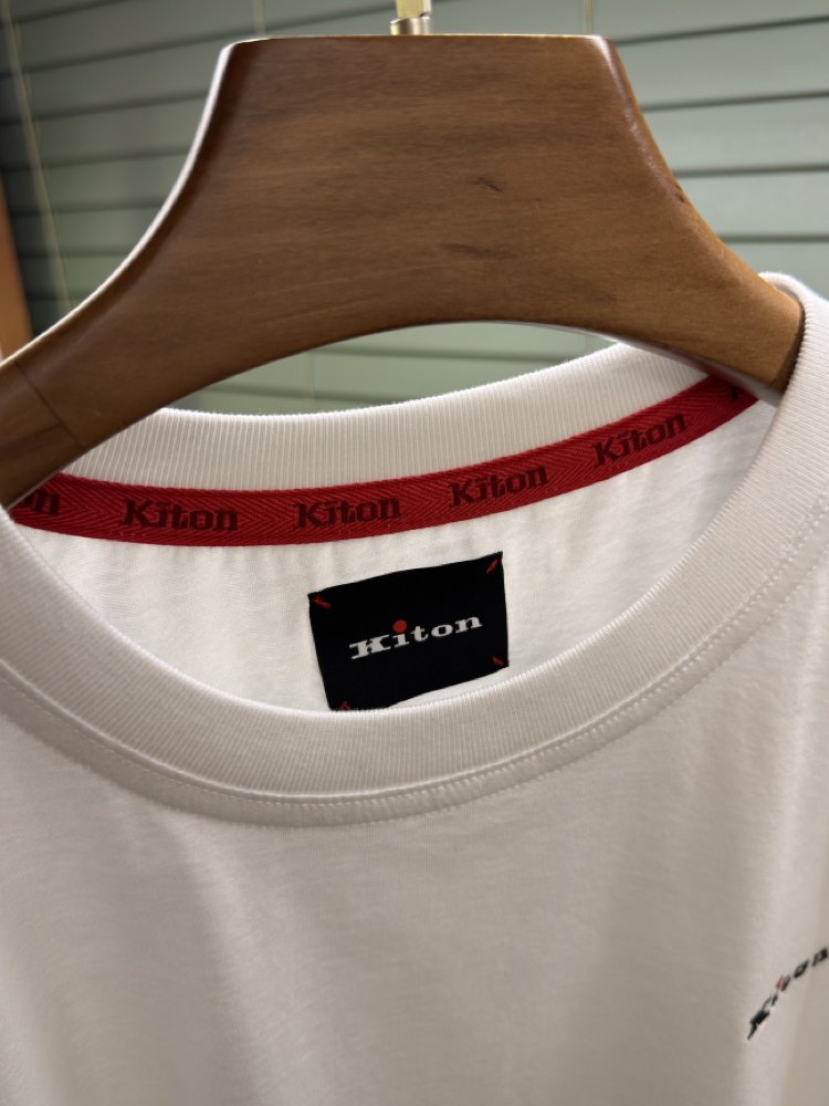 Kiton Merserize Kumaş Logo İşlemeli Beyaz T-shirt