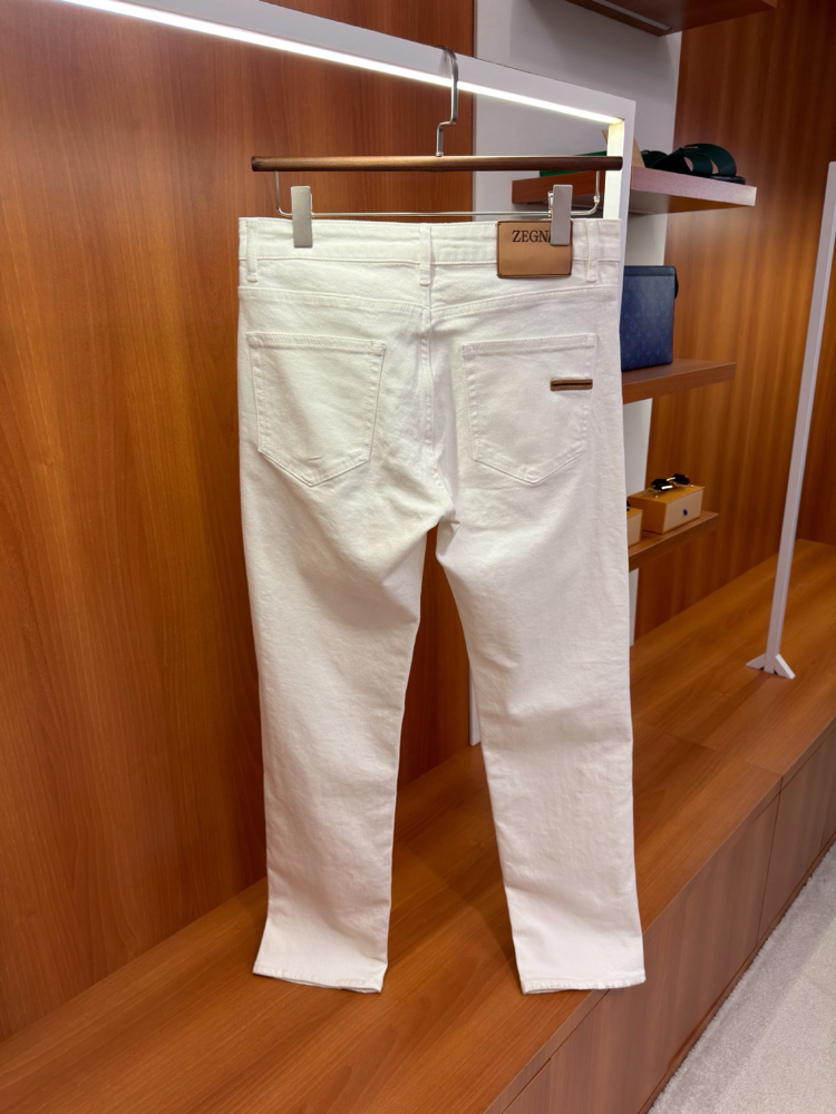 Zegna Beyaz Regular Fit Kot Pantolon