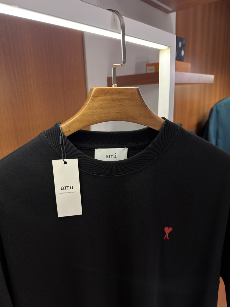 Ami Paris Siyah Mini Logo İşlemeli T-shirt