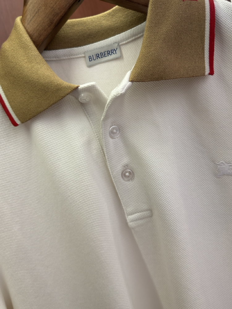 Burberry Beyaz Polo Yaka T-shirt