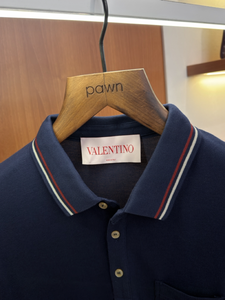 Valentino Lacivert Logo İşlemeli Polo Yaka T-shirt