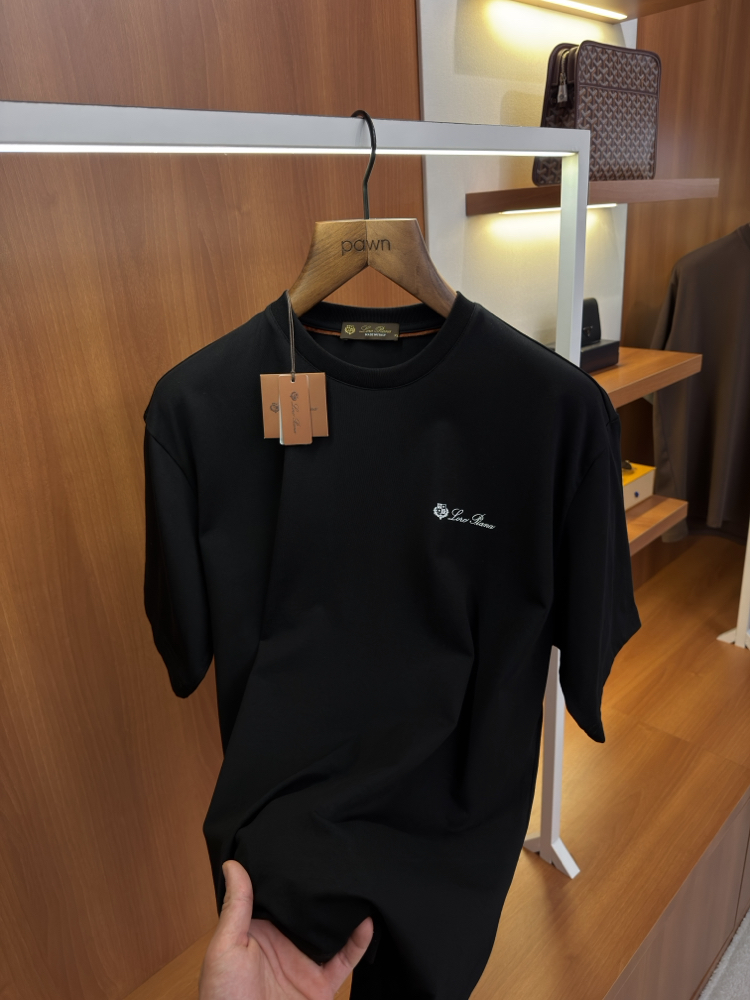 Loro Piana Merserize Kumaş Siyah T-shirt